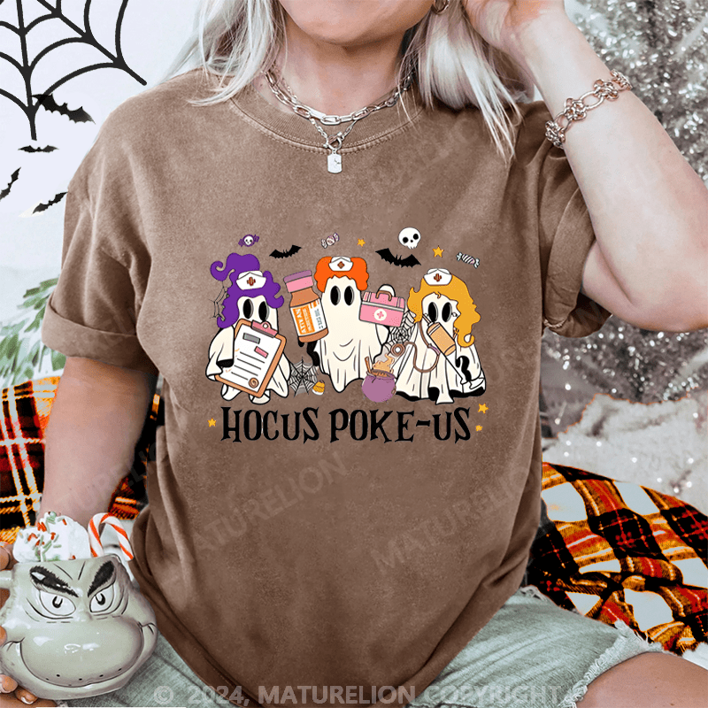 Maturelion Halloween Hocus Poke-Us Washed T-Shirt