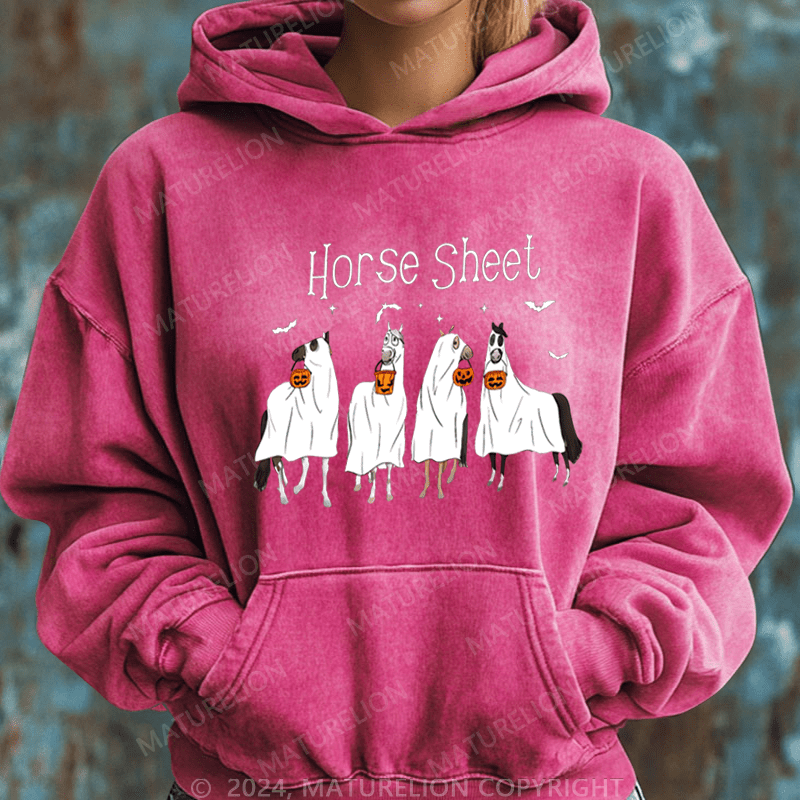 Maturelion Halloween Horse Sheet Ghost Horses Funny Halloween Hoodie