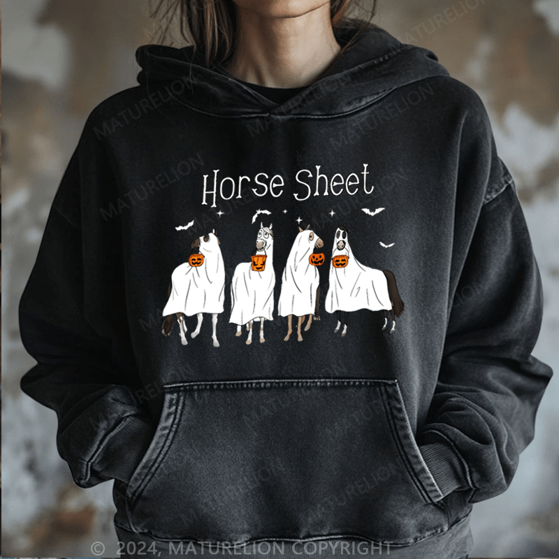 Maturelion Halloween Horse Sheet Ghost Horses Funny Halloween Hoodie