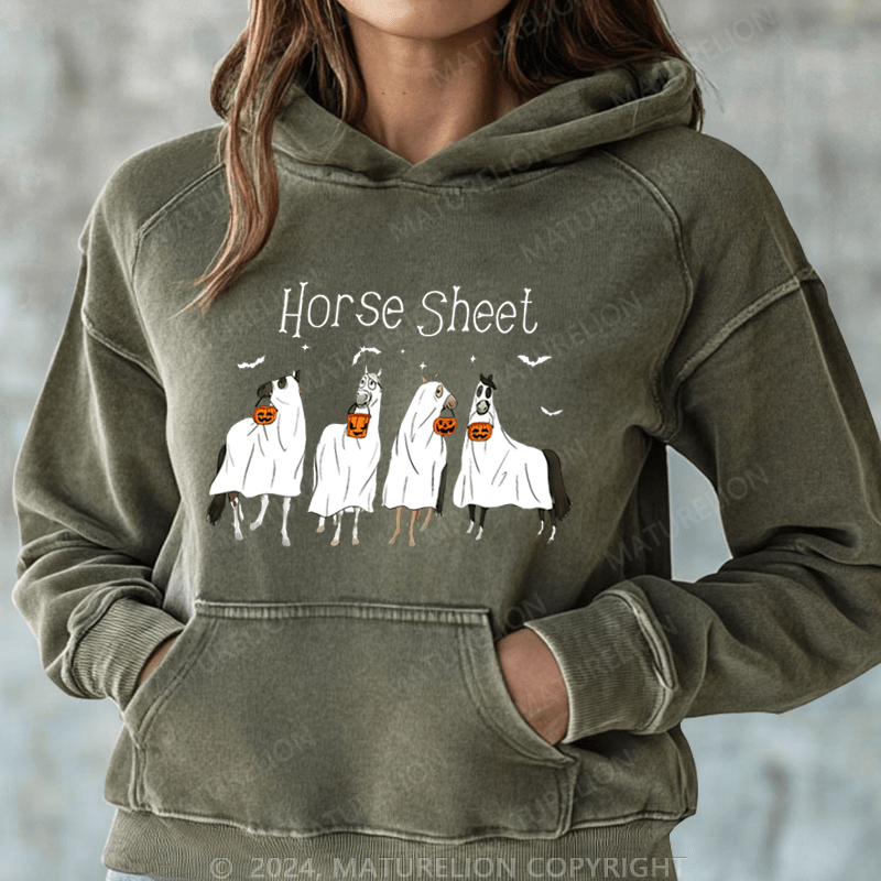 Maturelion Halloween Horse Sheet Ghost Horses Funny Halloween Hoodie