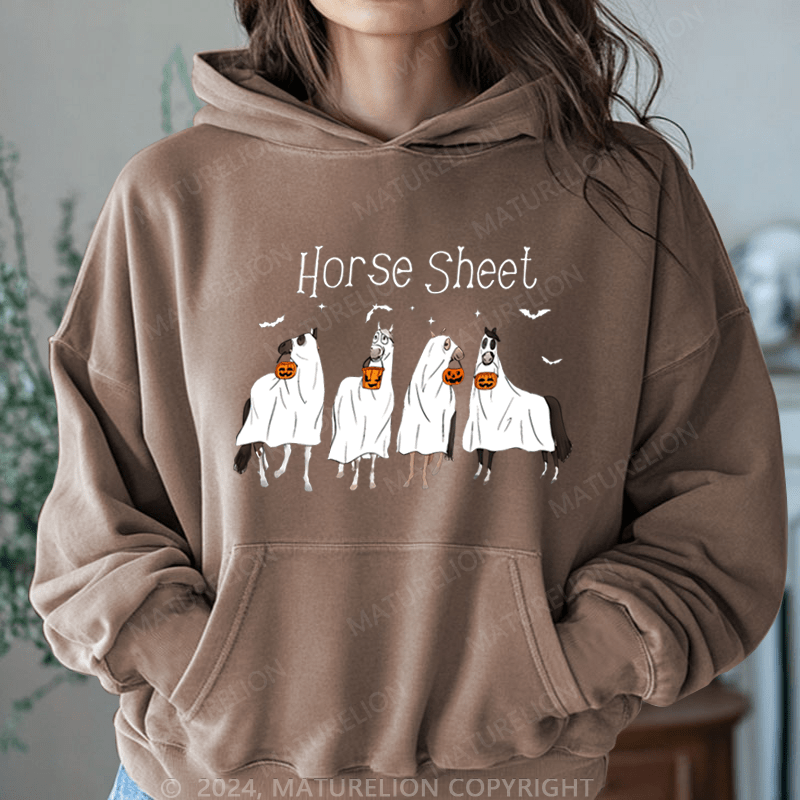 Maturelion Halloween Horse Sheet Ghost Horses Funny Halloween Hoodie