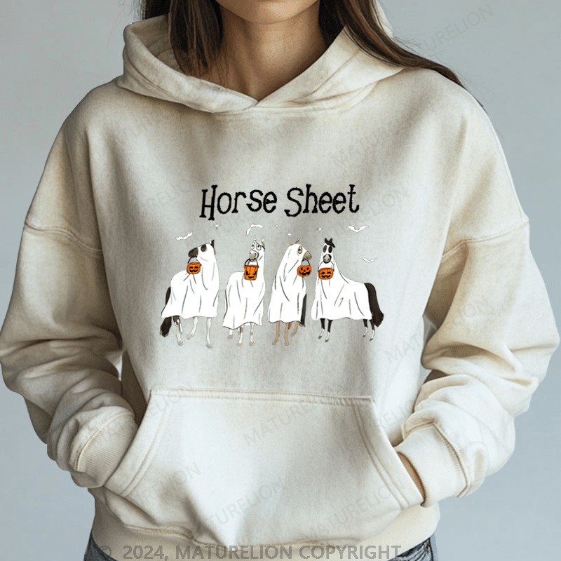 Maturelion Halloween Horse Sheet Ghost Horses Funny Halloween Hoodie