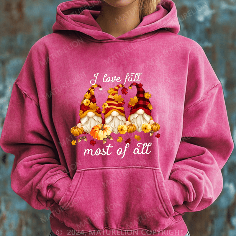 Maturelion Halloween I Love Fall Most Of All Gnomes Halloween DTG Printing Halloween Hoodie