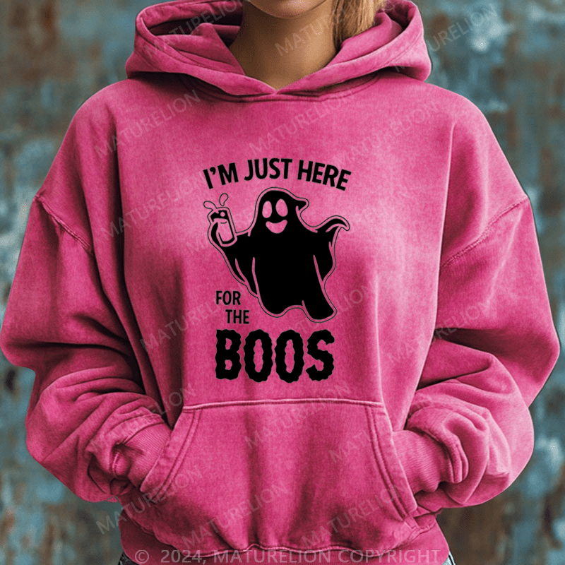 Maturelion Halloween I'm Just Here For The Boos DTG Printing Halloween Hoodie