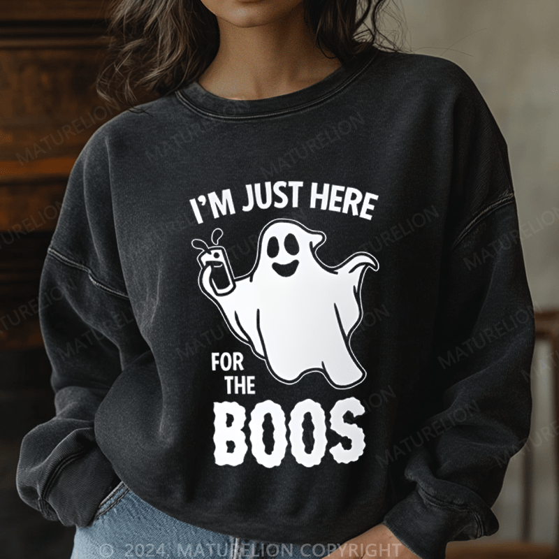 Maturelion Halloween I'm Just Here For The Boos Washed Halloween Sweatshirt