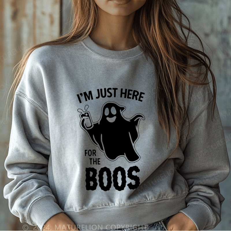 Maturelion Halloween I'm Just Here For The Boos Washed Halloween Sweatshirt