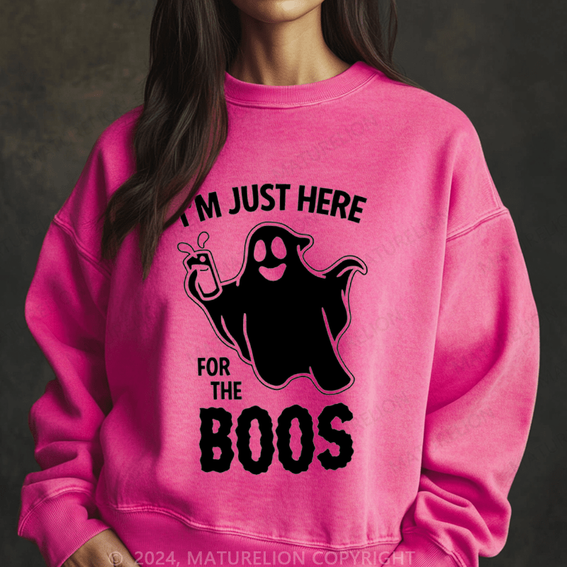 Maturelion Halloween I'm Just Here For The Boos Washed Halloween Sweatshirt