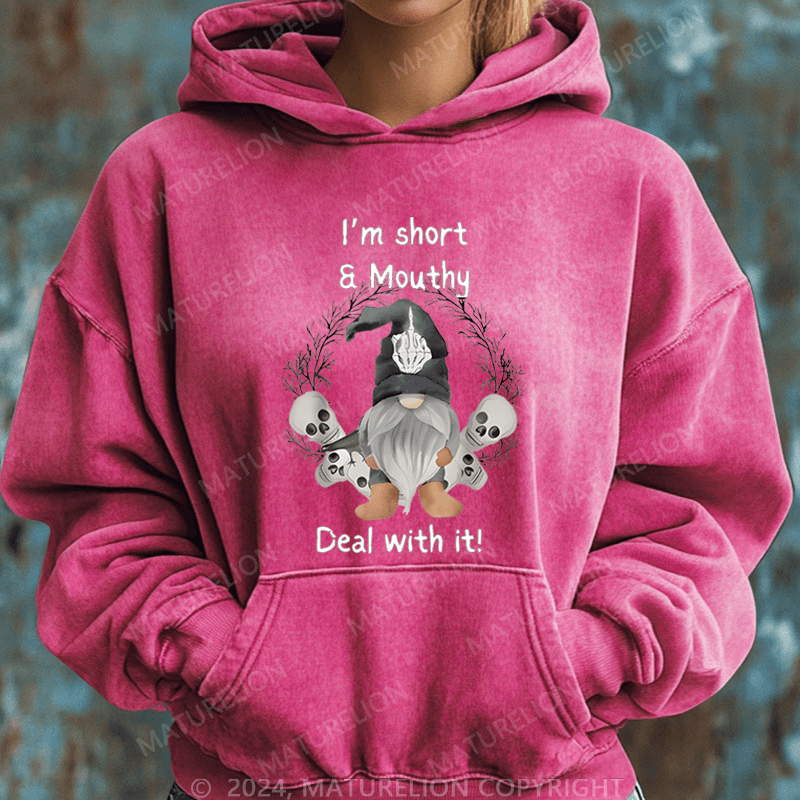 Maturelion Halloween I'm Short & Mouthy Printed Halloween Casual DTG Printing Halloween Hoodie