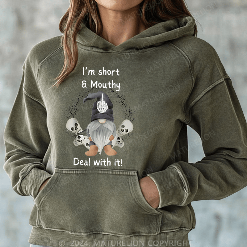 Maturelion Halloween I'm Short & Mouthy Printed Halloween Casual DTG Printing Halloween Hoodie