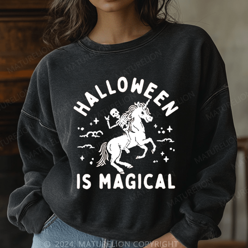 Maturelion Halloween Is Magical Washed Halloween Sweatshirt