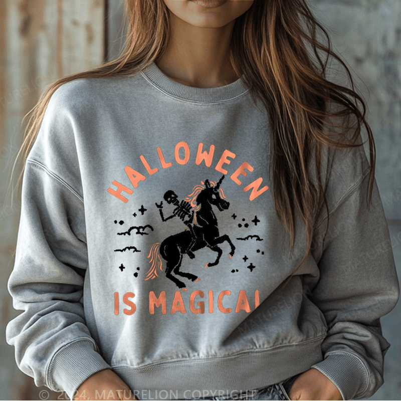 Maturelion Halloween Is Magical Washed Halloween Sweatshirt