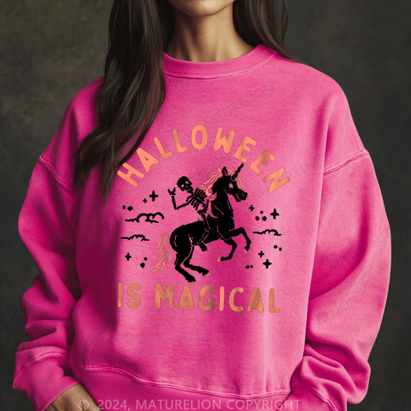 Maturelion Halloween Is Magical Washed Halloween Sweatshirt