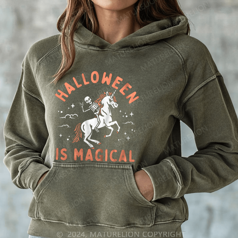 Maturelion Halloween Is Magical Washed Hoodie