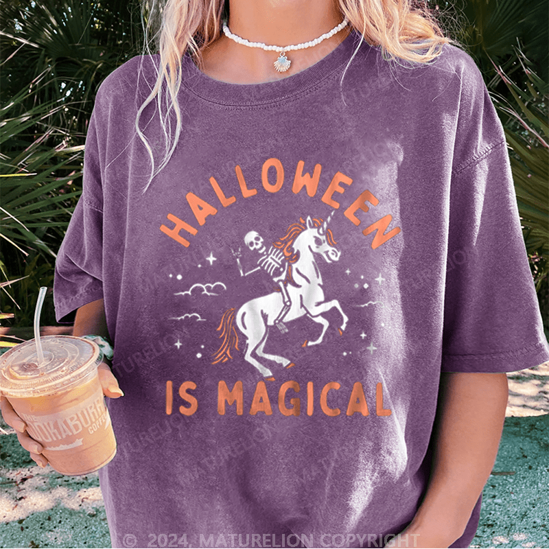 Maturelion Halloween Is Magical Washed T-Shirt