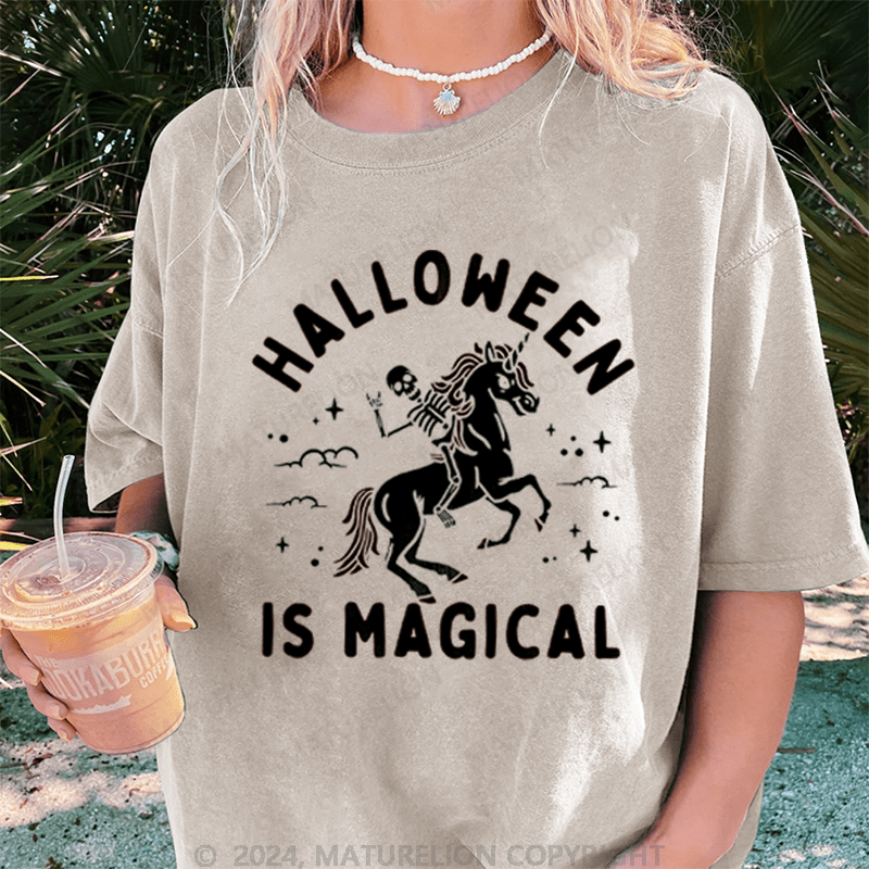 Maturelion Halloween Is Magical Washed T-Shirt