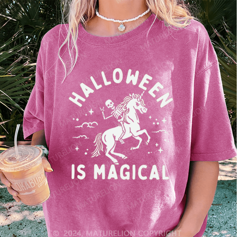 Maturelion Halloween Is Magical Washed T-Shirt