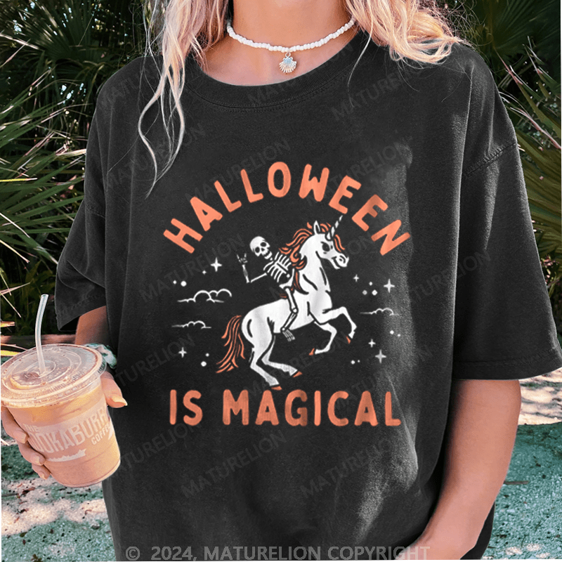 Maturelion Halloween Is Magical Washed T-Shirt