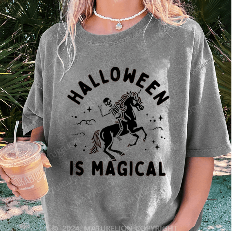 Maturelion Halloween Is Magical Washed T-Shirt