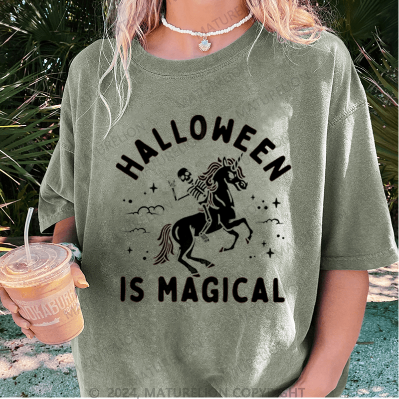 Maturelion Halloween Is Magical Washed T-Shirt