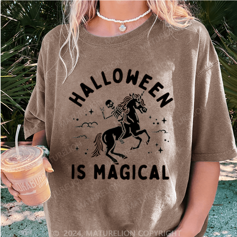 Maturelion Halloween Is Magical Washed T-Shirt