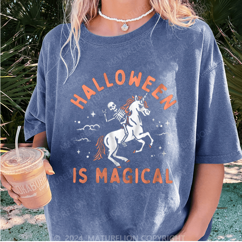 Maturelion Halloween Is Magical Washed T-Shirt