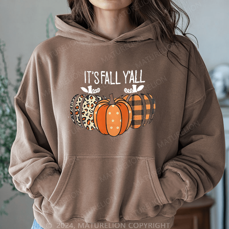 Maturelion Halloween It's Fall Y'all Halloween DTG Printing Halloween Hoodie