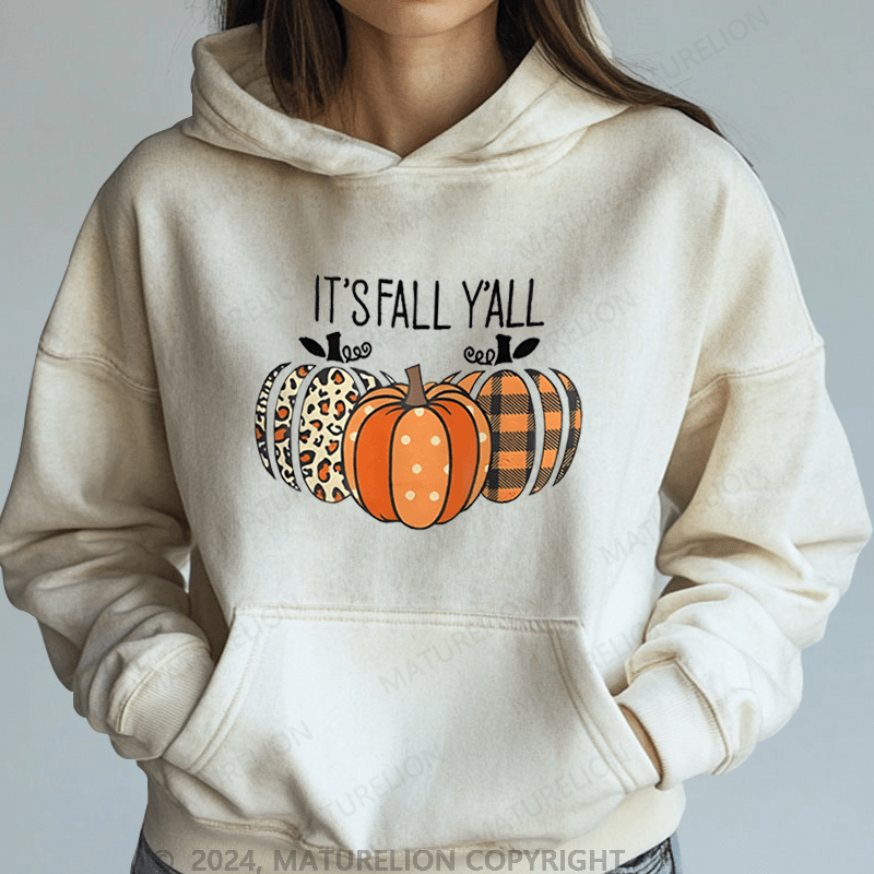 Maturelion Halloween It's Fall Y'all Halloween DTG Printing Halloween Hoodie