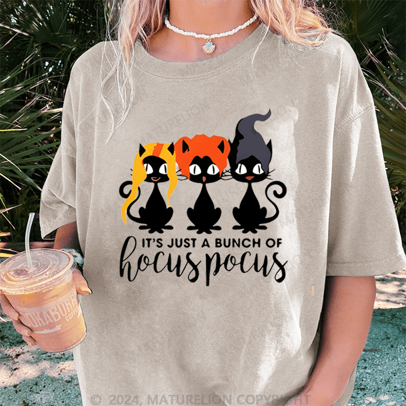 Maturelion Halloween It's Just A Bunch Of Hocuspocus Washed T-Shirt