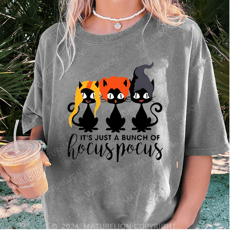 Maturelion Halloween It's Just A Bunch Of Hocuspocus Washed T-Shirt