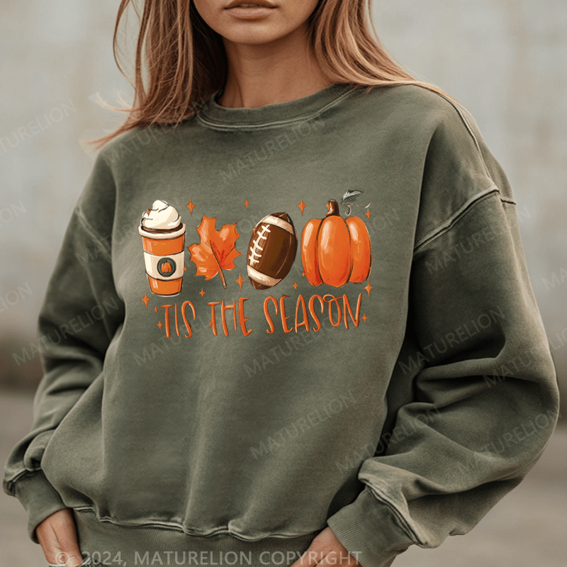 Maturelion Halloween It's The Season Washed Halloween Sweatshirt