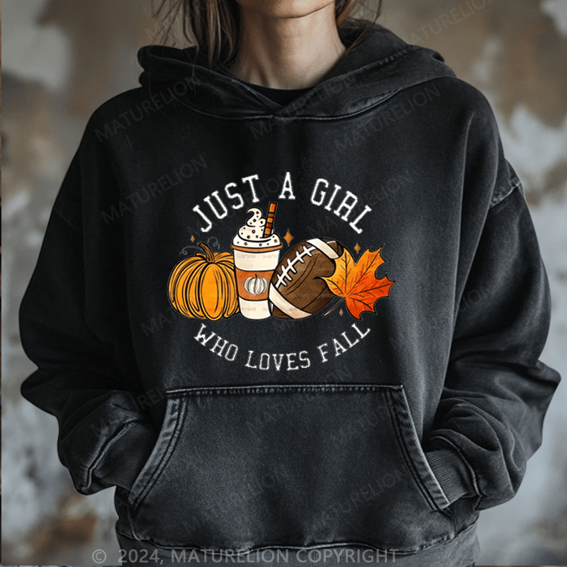 Maturelion Halloween Just A Girl Who Loves Fall DTG Printing Halloween Hoodie