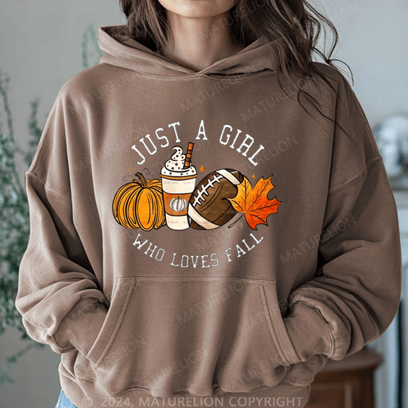 Maturelion Halloween Just A Girl Who Loves Fall DTG Printing Halloween Hoodie