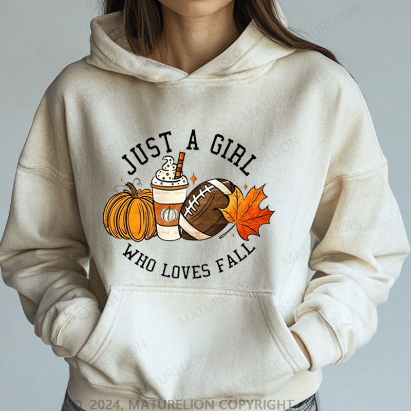 Maturelion Halloween Just A Girl Who Loves Fall DTG Printing Halloween Hoodie