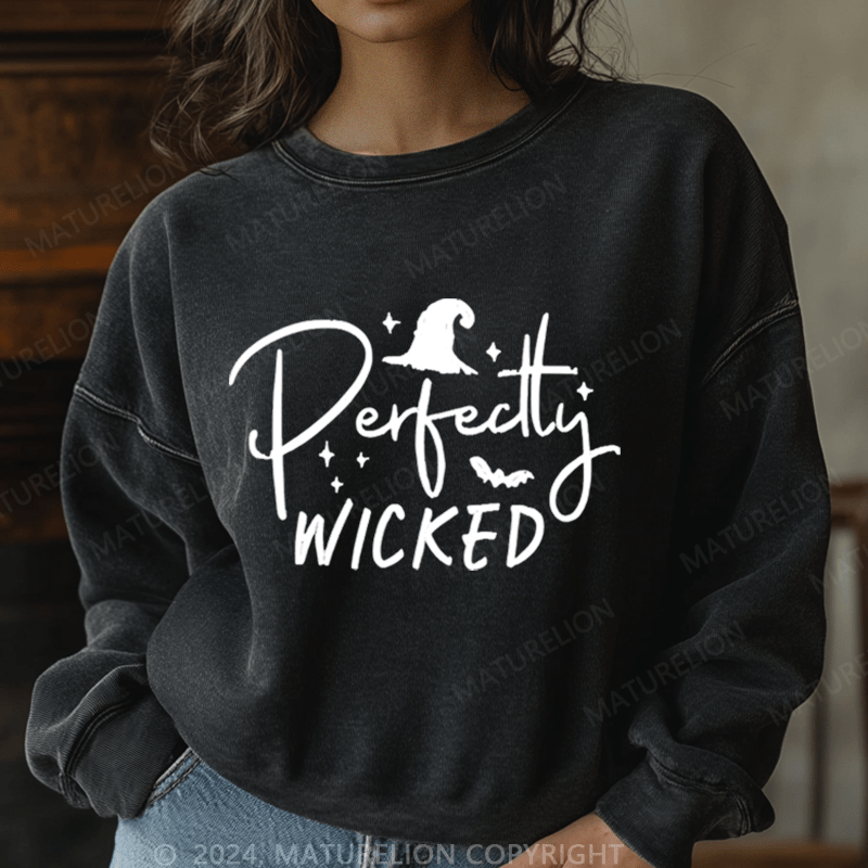 Maturelion Halloween Perfectly Wicked Washed Halloween Sweatshirt