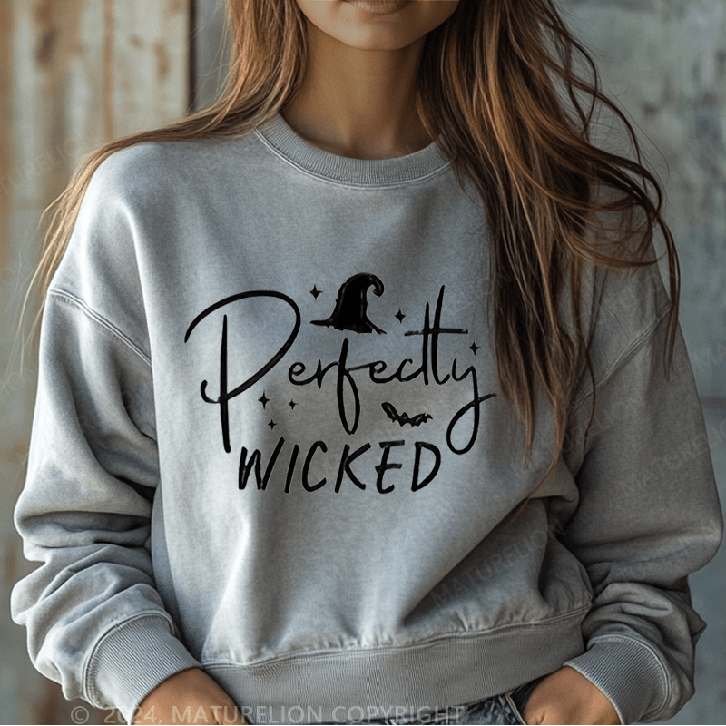 Maturelion Halloween Perfectly Wicked Washed Halloween Sweatshirt