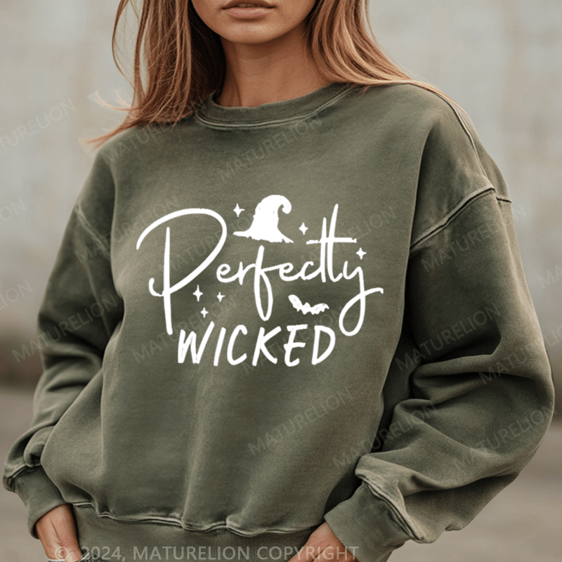 Maturelion Halloween Perfectly Wicked Washed Halloween Sweatshirt