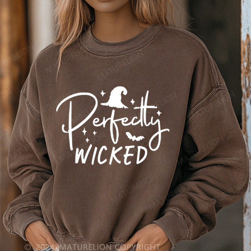 Maturelion Halloween Perfectly Wicked Washed Halloween Sweatshirt