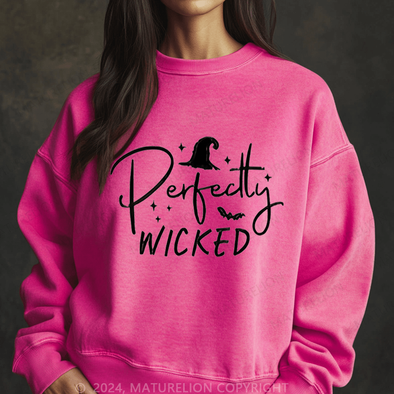 Maturelion Halloween Perfectly Wicked Washed Halloween Sweatshirt