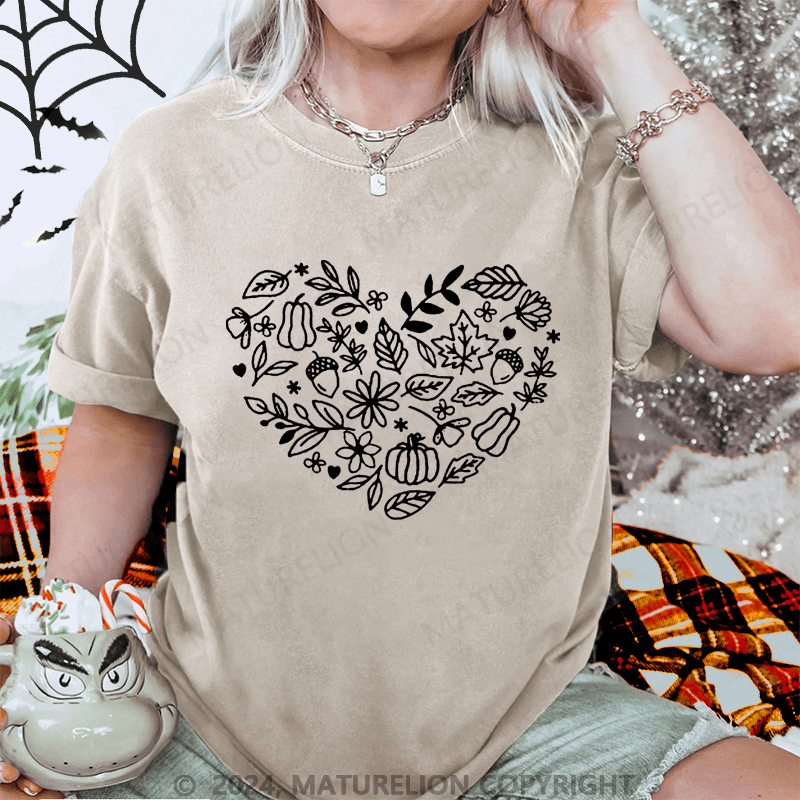 Maturelion Halloween Pumpkin Washed T-Shirt