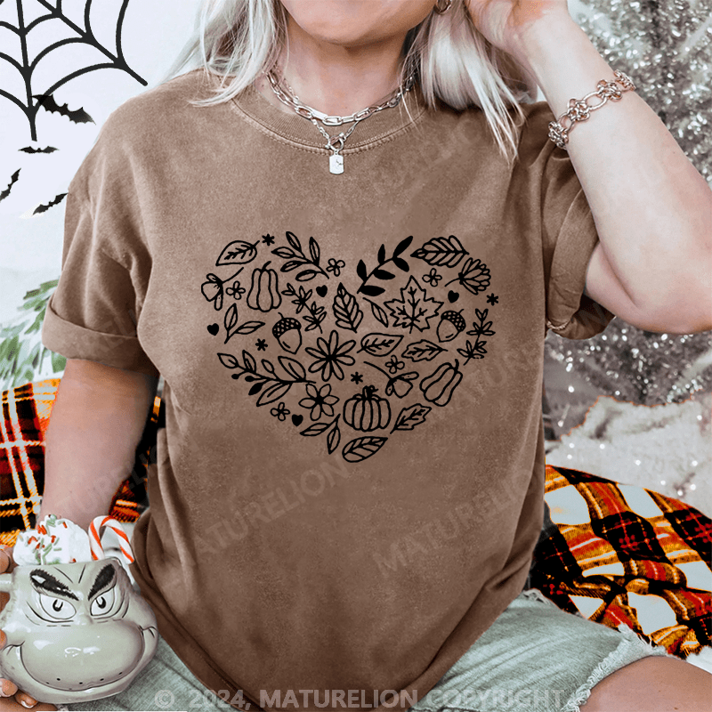 Maturelion Halloween Pumpkin Washed T-Shirt