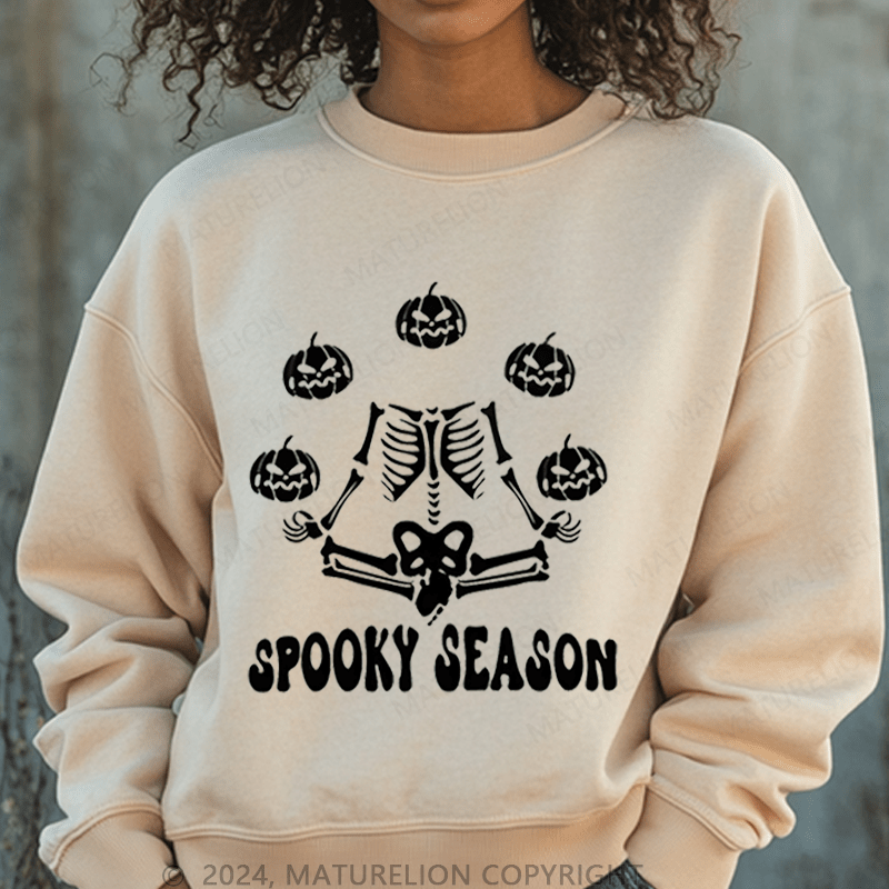 Maturelion Halloween Spooky Season Washed Halloween Sweatshirt