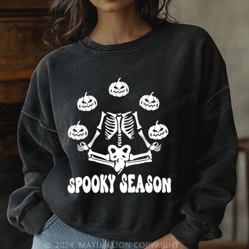 Maturelion Halloween Spooky Season Washed Halloween Sweatshirt