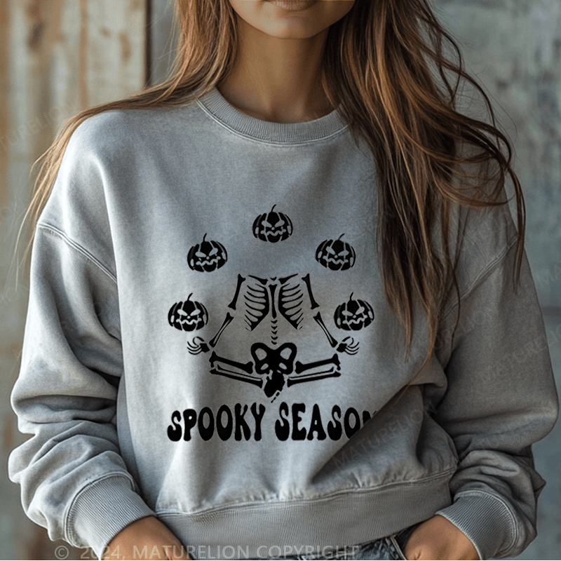 Maturelion Halloween Spooky Season Washed Halloween Sweatshirt