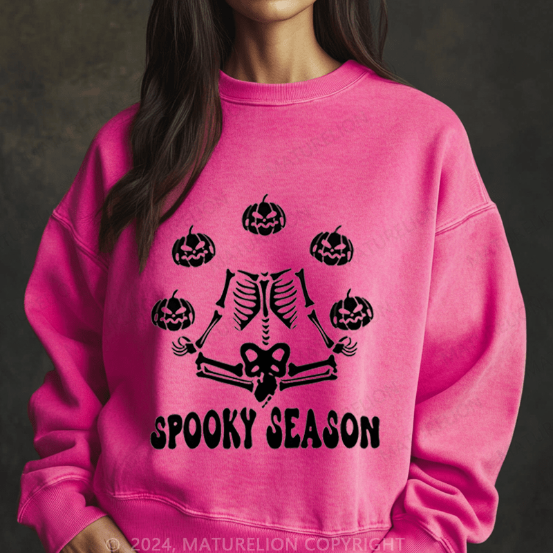 Maturelion Halloween Spooky Season Washed Halloween Sweatshirt