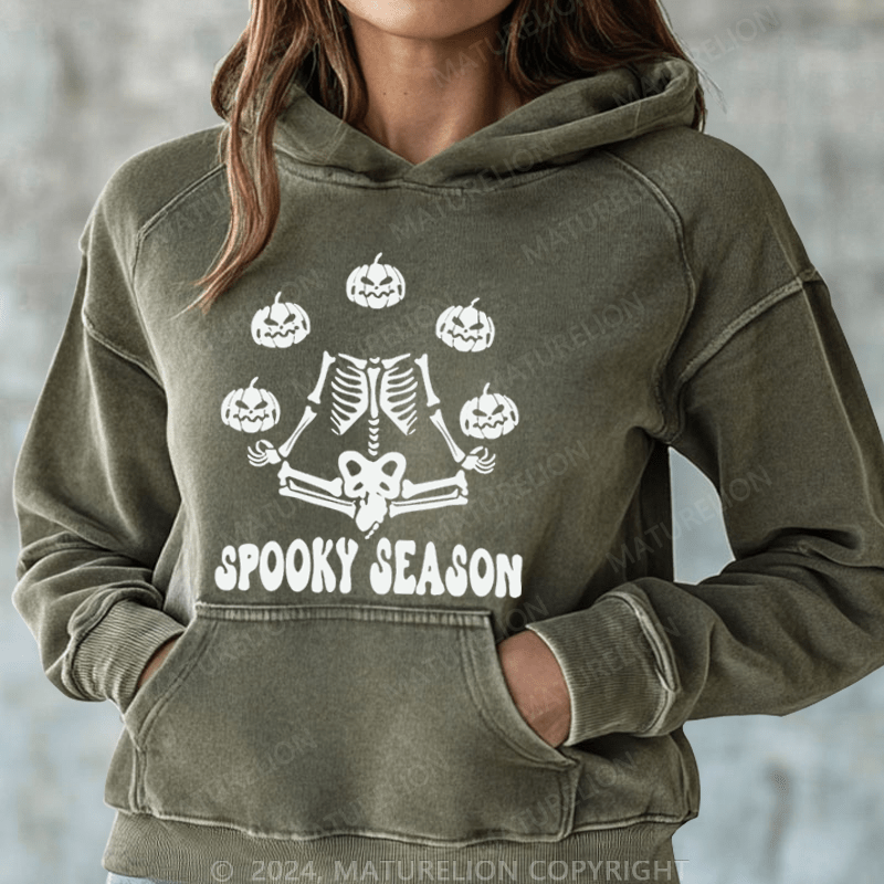 Maturelion Halloween Spooky Season Washed Hoodie