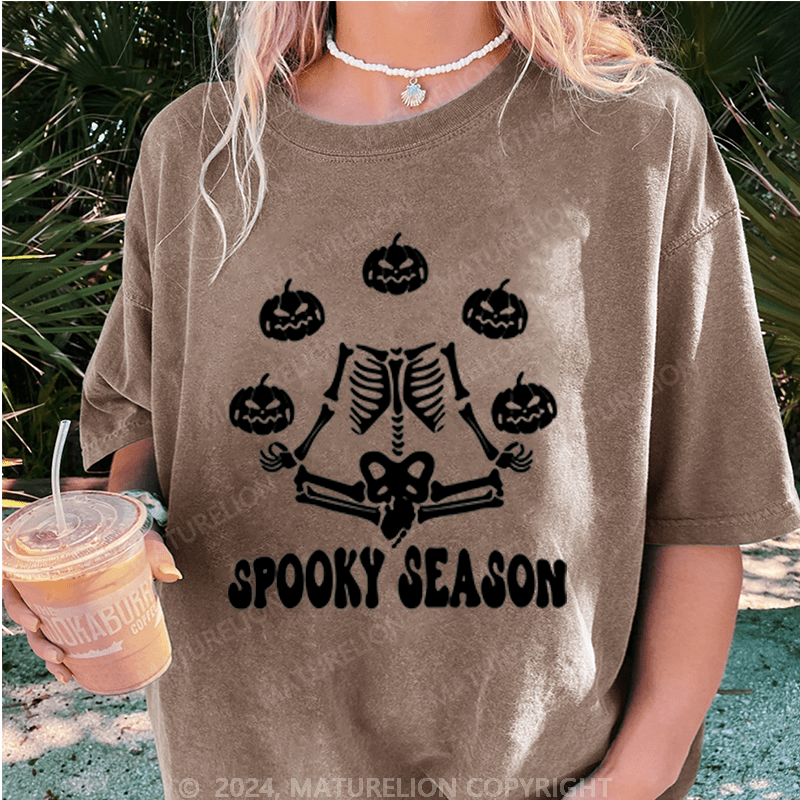 Maturelion Halloween Spooky Season Washed T-Shirt