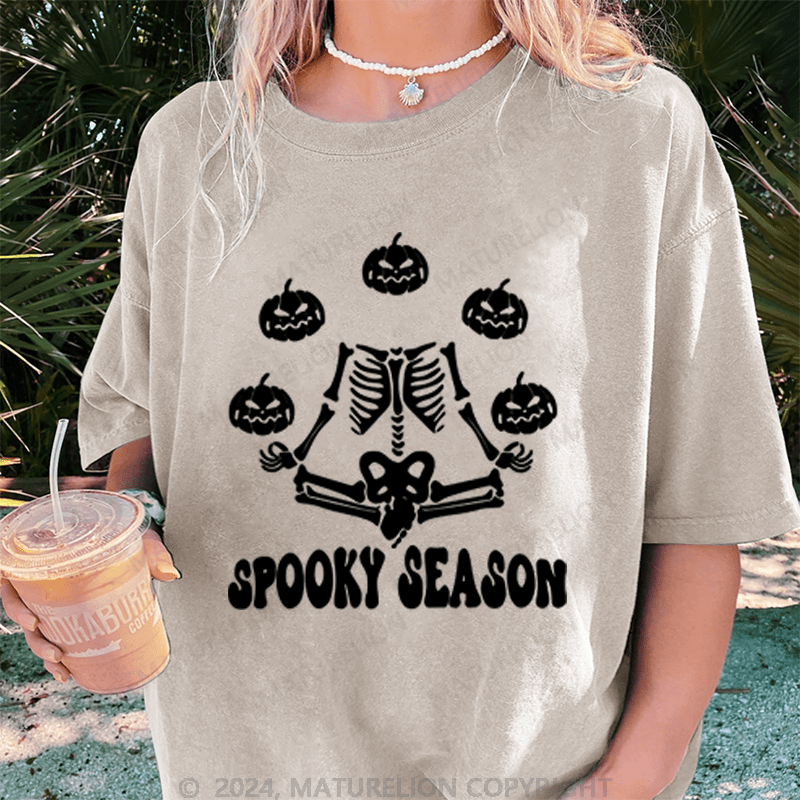 Maturelion Halloween Spooky Season Washed T-Shirt