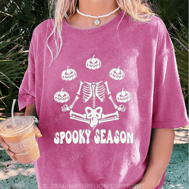 Maturelion Halloween Spooky Season Washed T-Shirt