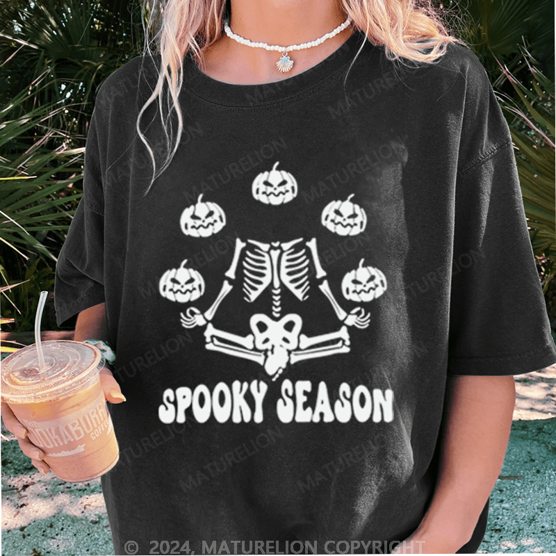 Maturelion Halloween Spooky Season Washed T-Shirt