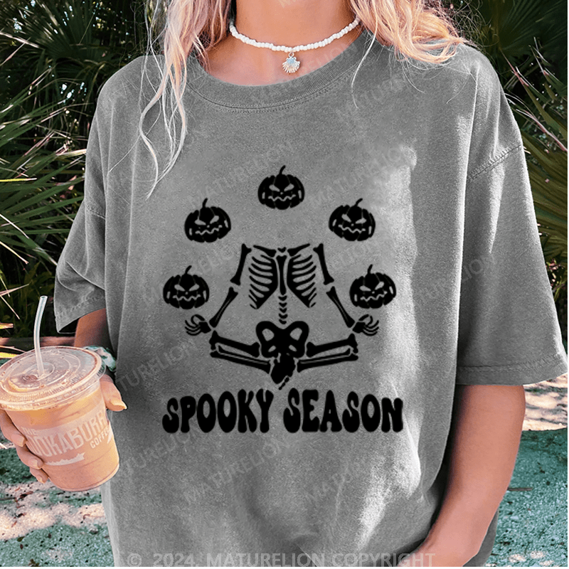 Maturelion Halloween Spooky Season Washed T-Shirt